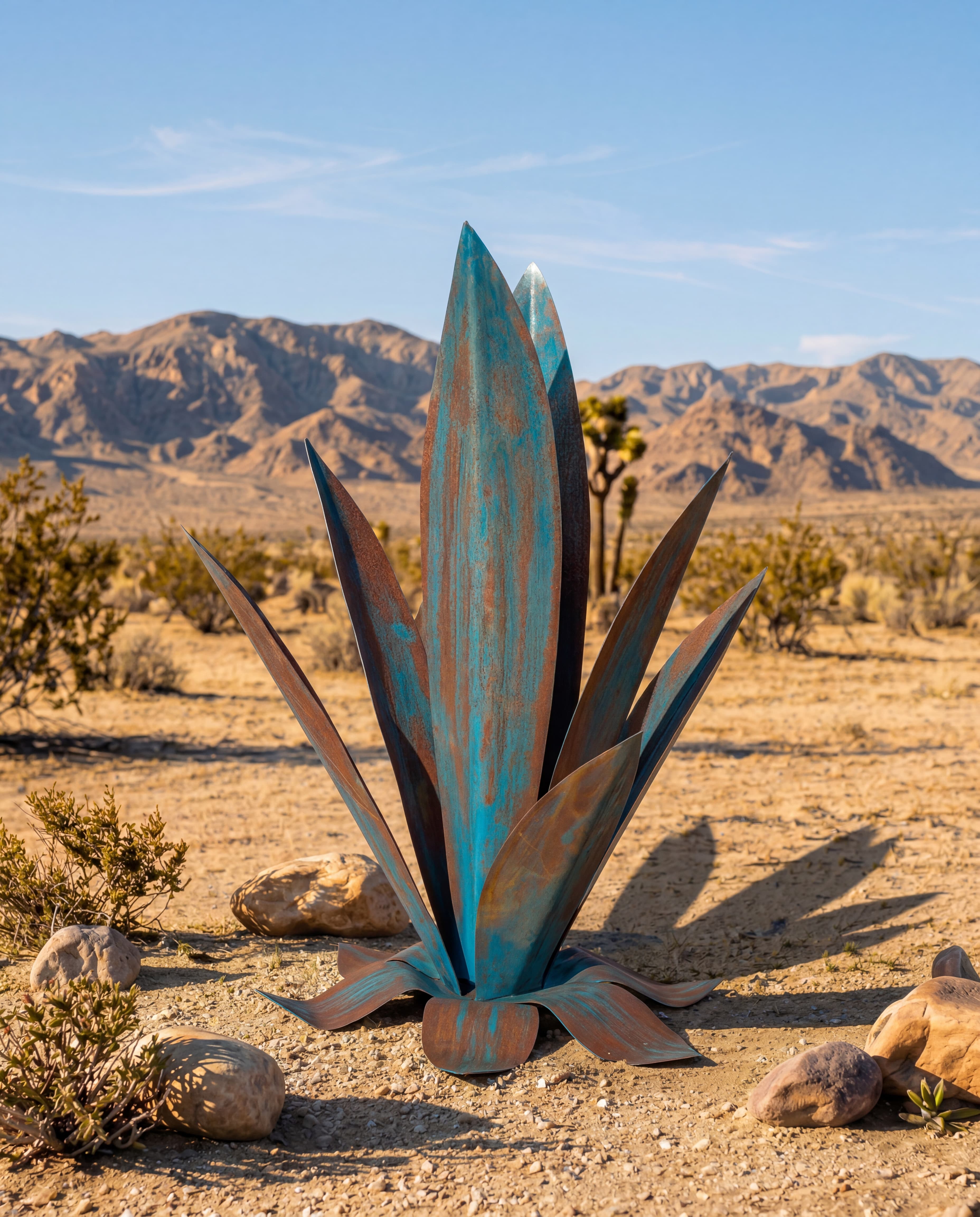 Full steel Agave sculpture installed outdoors