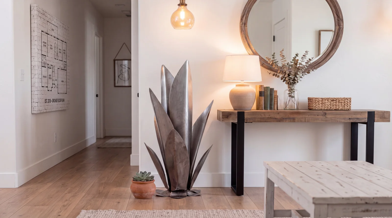Silver Agave catching the light in a quiet interior