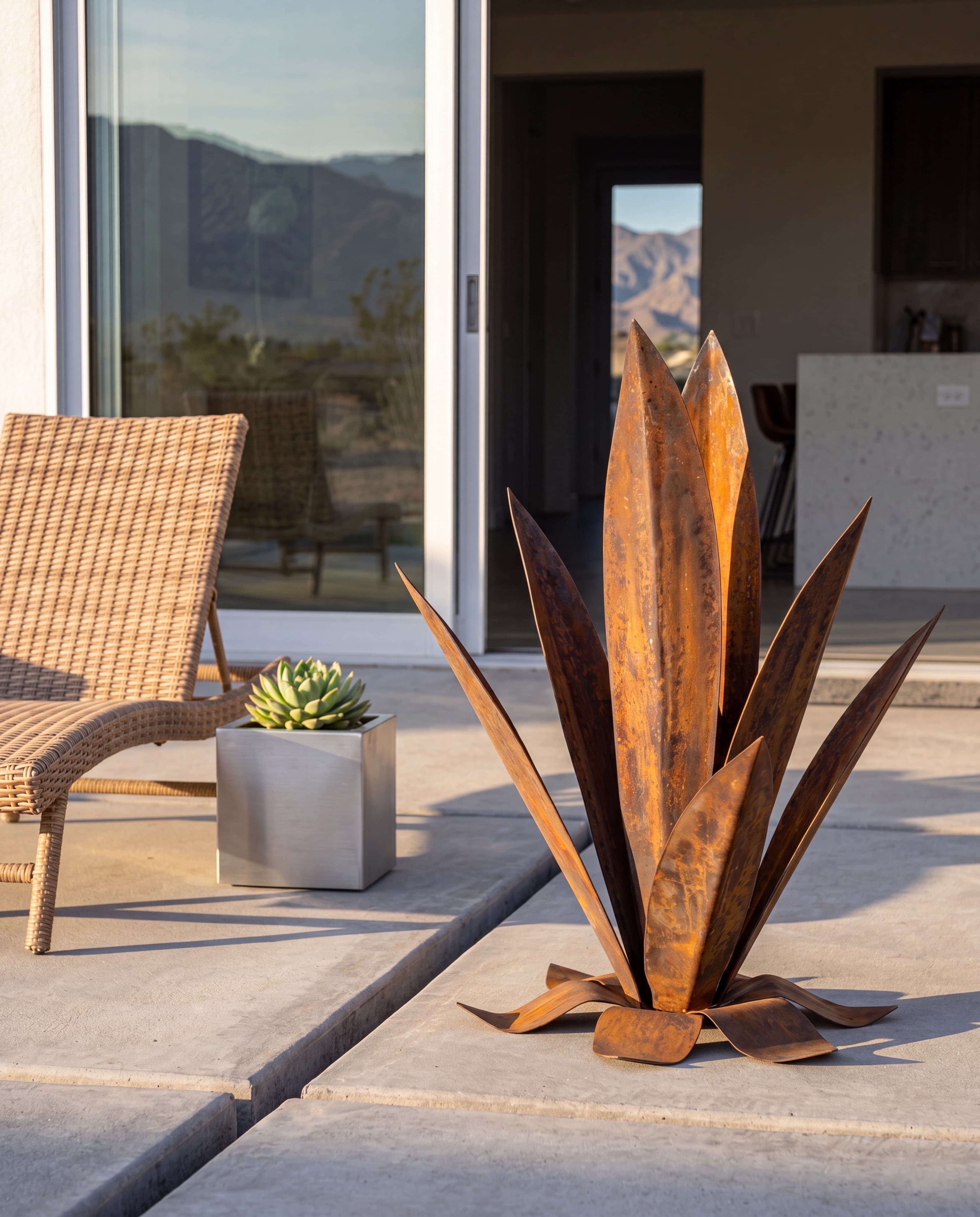 Axel Decor Agave sculpture on a modern patio