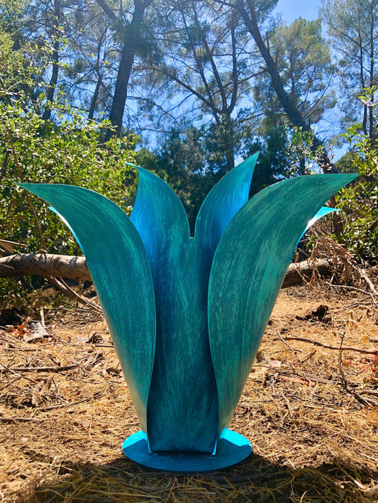 Turquoise Flower Sculpture – 19"