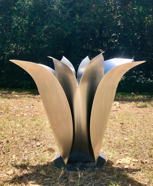 Blossom, Silver, Steel, Landscape, Metal, Art, decor, sculpture, garden, aesthetic, scenery, desert, structure, Steel Sculpture, Flower, Bud