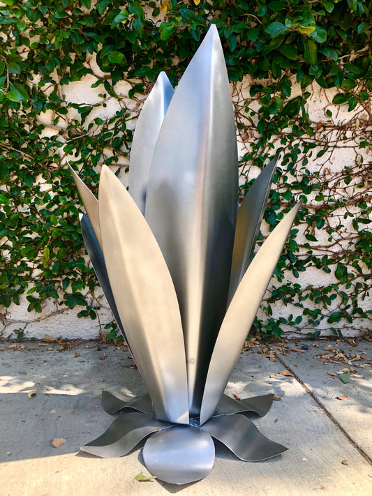 3 Foot Lotus Flower, Silver, Yard Art, gift, steel, Landscape, Metal, Art, decor, sculpture, garden, aesthetic, scenery, desert, structure