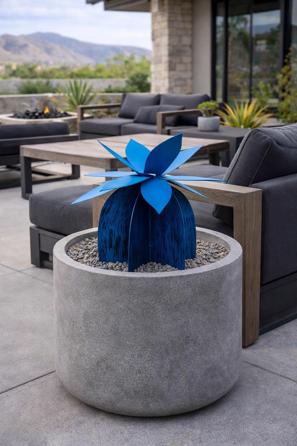 Axel Lily 48 inch large steel lily sculpture — full height outdoor display
