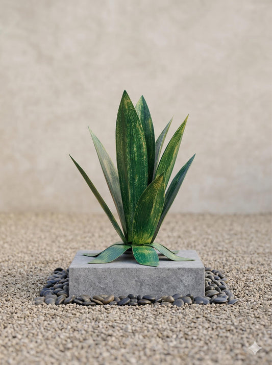 24" Agave Watermelon, Green, Landscape, Metal, Art, decor, sculpture, garden, aesthetic, scenery, desert, structure, Sculpture, Flower, Bud