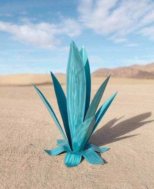 36" Metal Agave Sculpture, Turquoise Steel Agave Art, Desert Landscape Decor, Handcrafted Patina